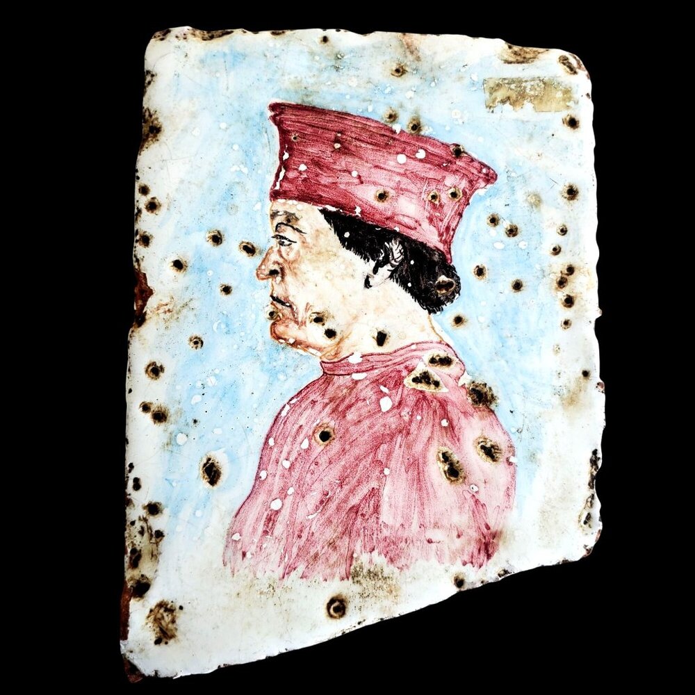 Duke de Montefelto Portrait Copy Hand-Painted Ceramic Tile